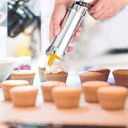 Cookie Press Gun Stainless Steel Spritz Cookie Press,Icing Gun Kit With 20 Cookie Mold Discs And 4 Piping Nozzles For Diy Biscuit Maker And Decoration (Silver) #TOP3