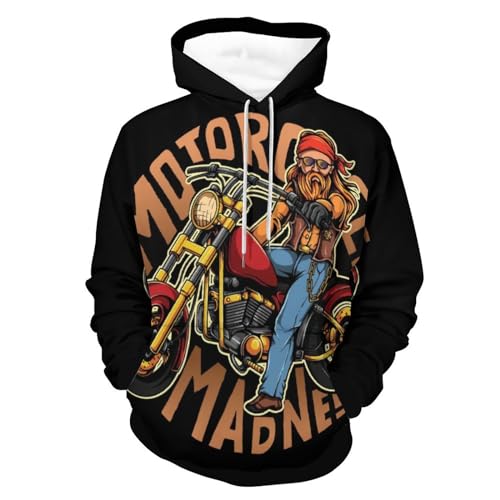Sweat à Capuche Moto Rétro UMENG Pull Unisexe pour Balades