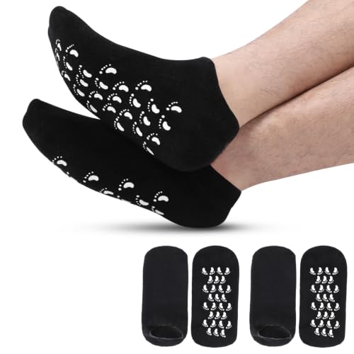 11in Large Silicone Moisturizing Socks for Dry Cracked Feet Men, 2 Pairs, L