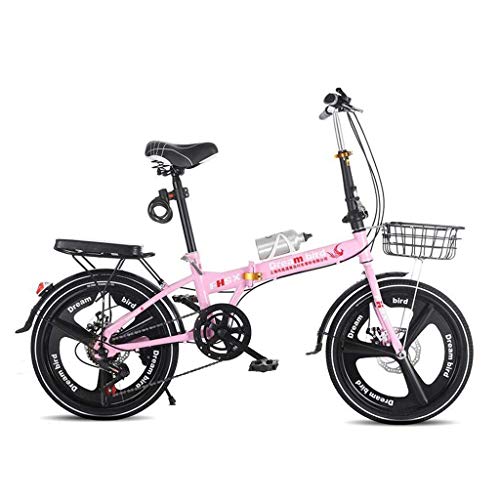 L.BAN Vouwfiets rem vouwfiets dames fiets 6-speed 20 inch wielen stadsfiets (kleur: rood, maat: 150 x 30 x 100 cm) - Afbeelding 4