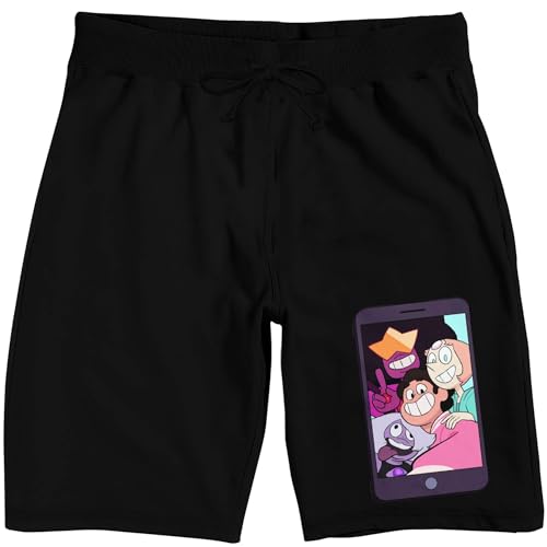 Steven Universe Characters On Phone Men's Black Graphic Sleep Pajama Shorts