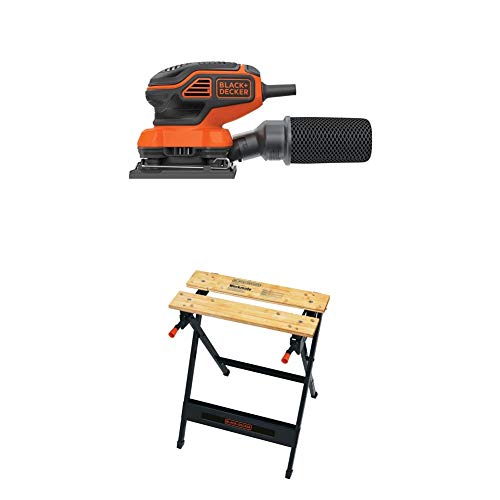 Image of BLACK+DECKER Electric Sander, 1 /4-Inch Sheet, Orbital with Workmate Portable Workbench, 350-Pound Capacity (BDEQS300 & WM125)