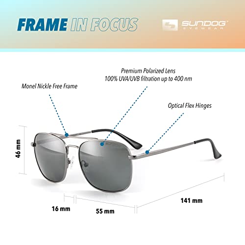 Sundog Eyewear Premium Polarized Sunglasses for Men - LEFTY Polarized - UV Protection Featured Lens Technology - Great Fit for Golf, Fishing, Fashion, Beach, Driving Glasses - Shiny Gunmetal/Smoke4