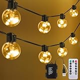 KepStars Outdoor String Lights Battery Operated, 22ft 20 LED Bulbs Hanging Lights Dimmable with Timer, Globe Bulb Shatterproof & Waterproof for Outdoor Indoor Patio Backyard Balcony Decor - Warm White