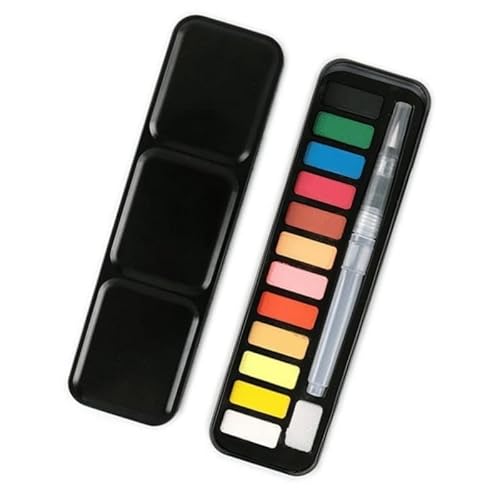 YUANHEN固体水彩絵の具 水彩ペイント12色セット固形水彩 お絵描き - 易着色 速乾 大容量 ブラシ付属