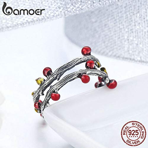 925 Sterling Silver Autumn Withered Tree Leaves Adjustable Finger Rings for Women Wedding Ring Jewelry4