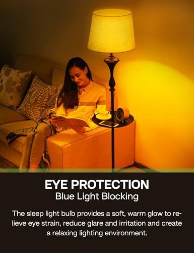 Image of Amber Light Bulbs for Sleep 2 Pack:9W 1800K, 60W Equivalent, E26