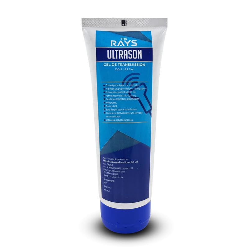Image of OTICA The Rays Ultrasound Gel for Physiotherapy, 250ml Conductive Gel for TENS Machine, Doppler, ECG, Sonography,EMG & EEG | Water-Soluble Formula Based & Paraben Free Transmission Gel | Clear ECG Gel