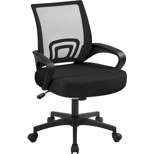 Yaheetech Modern Ergonomic Office Chair Adjustable Swivel Mesh Computer Chair with Back Support Arms...