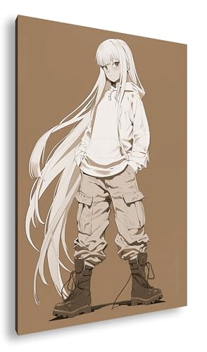 Toile fille vêtements blancs grand format pour habiller un mur vide sépia