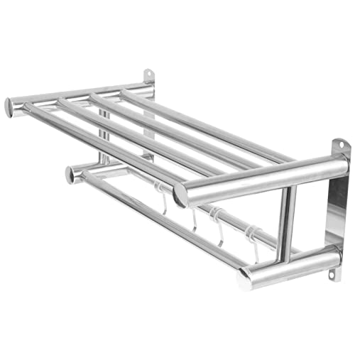 Uonlytech Toalleros con Ganchos Estante Plegable Toallero De Pared Plegable De Acero Inoxidable Toallero Plateado para Baño Estantes De Baño con Gancho Estante De Almacenamiento Giratorio