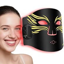Wireless Red Light Therapy for Face, Red Light Therapy Mask with 850nm Infrared Light, Rechargeable 2000mAh Red Light Mask with 336 LED Chips, 4 Modes, Timer for Home Skincare Black