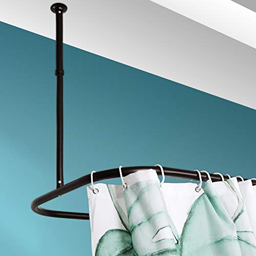 PrettyHome Shower Curtain Rod Hoop Square Shape Bathroom Heavy Duty No Rust Oval Shower Rod 58.3"x24" for Clawfoot Tub,for Free Standing Tubs Bronze