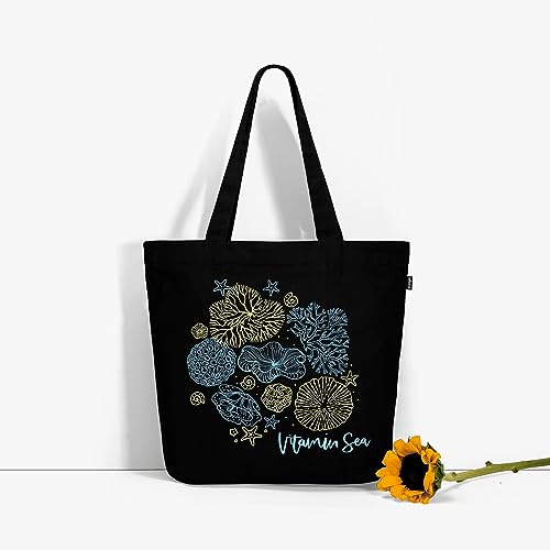 Eco Right Large Canvas Tote Bags for Women with Inner Pocket, Reusable Tote Bag with Zip for School Work, Shopping, Beach - Image 2