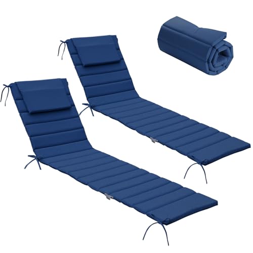 UFavo Home Chaise Lounge Cushions Outdoor Set of 2- Foldable