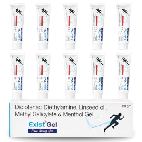 Image of Exist Pain Relief Gel - Fast & Powerful Relief for Back, Muscle, Joint & Knee Pain | Helps with Sports Injuries, Strains, Cramps & Gym Aches | 30g Each, Pack of 10 (300g Total)