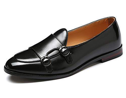 Santimon Italy Luxury Monk Strap Wedding Dress Shoes for Men Leather Handmade Shoes