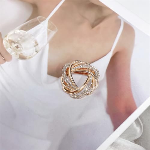 Image of CZ Twist Silk Scarf Clip Slides Brooch Lapel Pin for Women Girls Buckle Holder Wrap Scarf Ring Clasp Holder Tightener for Loose T Shirt Clothing Decoration Accessories Jewelry Party Gift