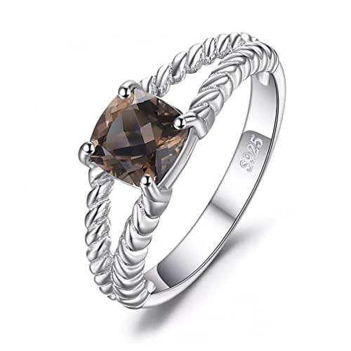 Bague fiançailles quartz fumé et argent 925 pour une promesse unique