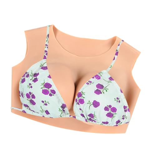LBUZHOY Cuello Redondo Formas de Pecho de Silicona Realista Pecho Falso para Crossdresser Transgénero Drag Queen Mastectomía(Size:d Cup,Color:Color 3)