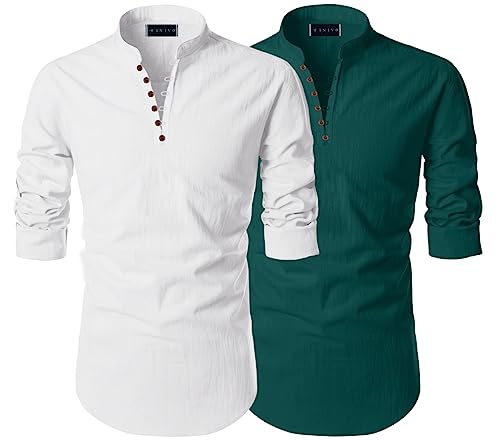 Image of Men's Trendy Short Kurta Shirt | Mandarin Collar Full Sleeve Cotton Ethnic Wear | Regular Fit Traditional Indian Apparel | Casual Festive Party Function Clothing