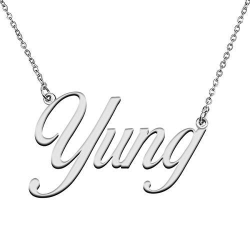 GR859C Custom 18K Gold Plated Necklace with Name Yung for Women