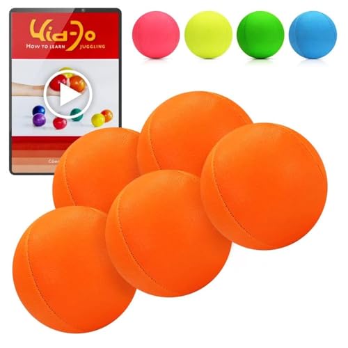 Juggle Dream 5x Pro UV Smoothie Juggling Balls - Set of 5 Juggling Balls with Free Online Learning Video, Perfect for Beginners and Experts, for Indoor & Outdoor Juggling (Orange)