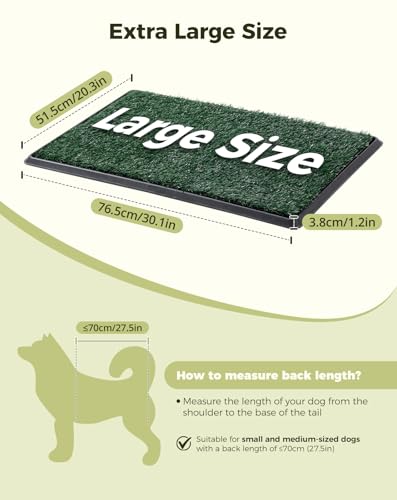 Petcozife 76 x 51 cm Hundetoilette Hundeklo mit 2 Stück Kunstrasen, Wiederverwendbar Waschbar Welpentoilette für Wohnung, Balkon, Zuhause, für Ältere, Kleine, Grosse Hunde