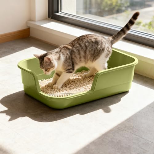 Litière extra large pour chats d'appartement bac semi-fermé durable - 3