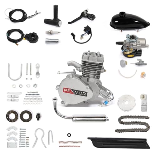 PEXMOR 80cc Bicycle Engine Kit, 2 Stroke Bike Motor Kit Gas Motorized Bike Conversion Kit, Gasoline Petrol Bicycle Motor Refit Full Set for 26-28" Bikes with V-Frame,Super Fuel-efficient