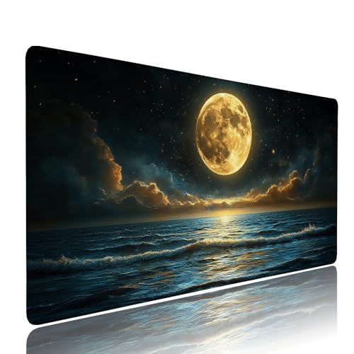 Tapis de souris XXL design lune pour organiser un grand bureau d'ordinateur élégant