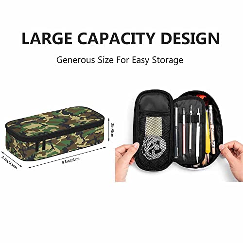 Image of Yekiua Camouflage Pencil Case Camo Green Big Capacity Pencil Pouch Office College Makeup Bag