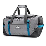 High Sierra Fairlead Convertible Duffel Bag, Lightweight and Durable Weekender Duffel, easily converts into backpack, 64L Capacity, Steel Gray/Mercury/Blue