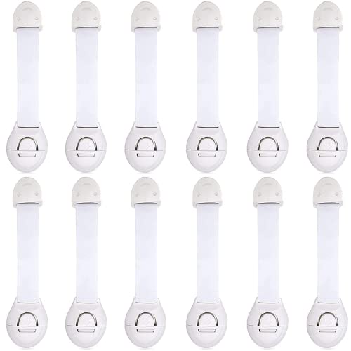HOMYBABY® Kit cerraduras seguridad bebes cajones [12pcs] - Cierres de seguridad para niños: puertas, armarios y ventanas con adhesivo 3M extra fuerte - Protector armarios niños blanco Cover