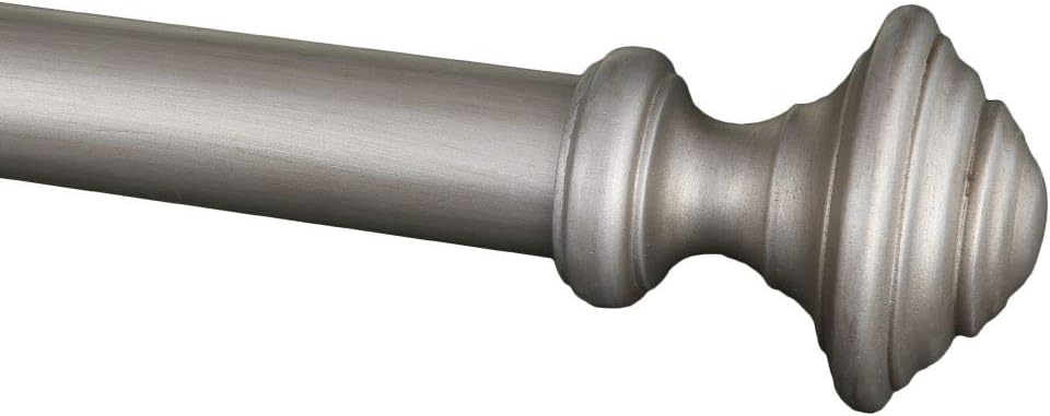 Drapery Curtain Wood Finial for 1 3/8" Diameter Drapery Rod - Silver - Set of 2