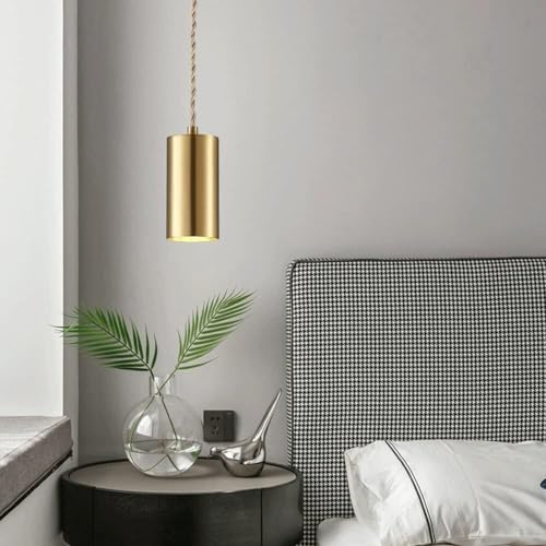 Éclairage suspendu industriel longue lampe de petite taille dorée en laiton
