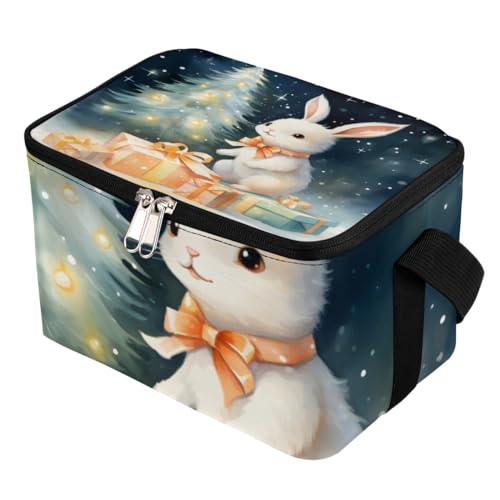 GzLeyigou Lunch Bags for Women Men 9 Cans,Christmas Rabbit Hot & Cold Food Delivery Bag Insulated Grocery Bag Insulated Lunch Box Cooler Bag for Office Work Picnic Beach