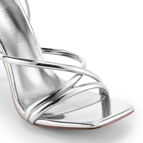 Image of DREAM PAIRS Heels for Women Strappy High Stiletto Lace Up Heeled Sandals Square Open Toe Heels for Prom Party Dating