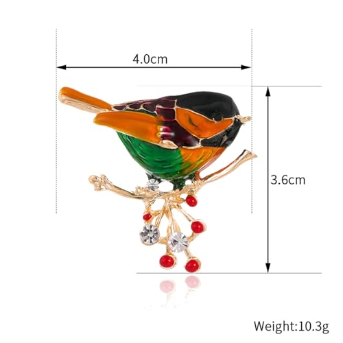 Image of coadipress Colorful Birds Brooch Pins Crystal Rhinestone Branch Bird Brooch Cute Enamel Animal Magpie Hummingbird Pin Fashion Jewelry Accessories Gifts
