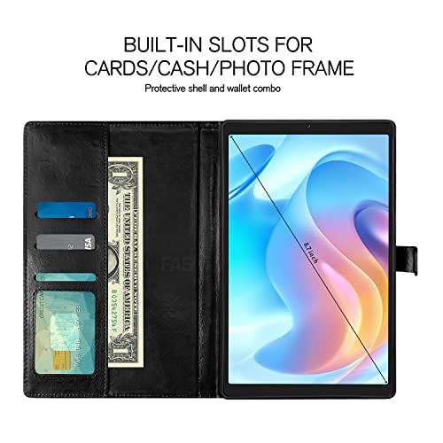 Image of Fastway Multi Protective Leather Case with Viewing Stand and Card Slots Flip Cover for Realme Pad Mini 8.7 inch Tablet (Black)