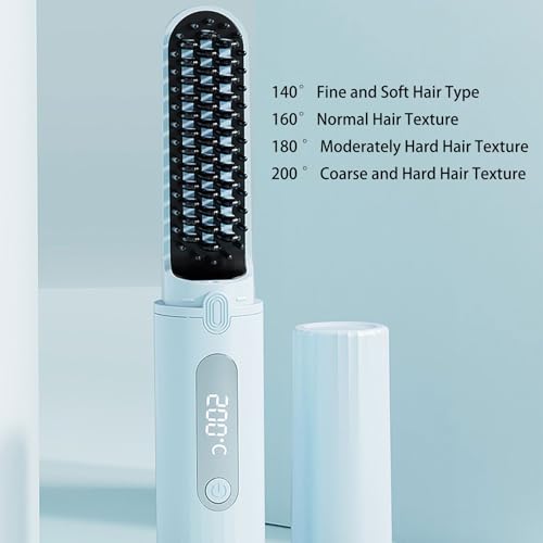 Cepillo Alisador de Pelo de Calentamiento Rápido con 40W y Carga 5V2A para Uso Inmediato, Portátil miniatura 3