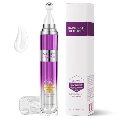 Dark Spot Remover for Face and Body, Age Spot Sun Spot Freckles Remedy Corrector Serum,Melasma Treatment for Face, Advanced Fade Cream for Uneven Skin Tone with 360° Roller Massage Ball, 0.5 FL oz