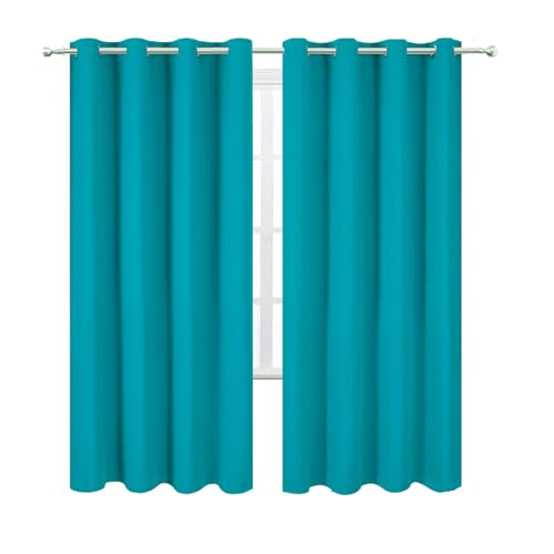 Image of LEMOMO Blackout Curtains 66 x 72 Inch Long Teal Curtains Set of 2 Panels Room Darkening Curtains for Bedroom and Living Room