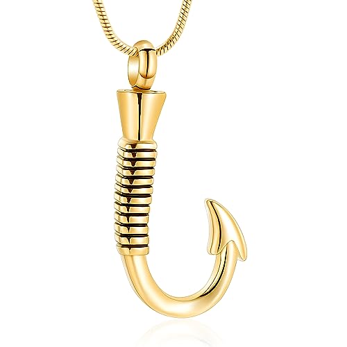 Collier pour cendres d'homme et pendentif crochet de pêche