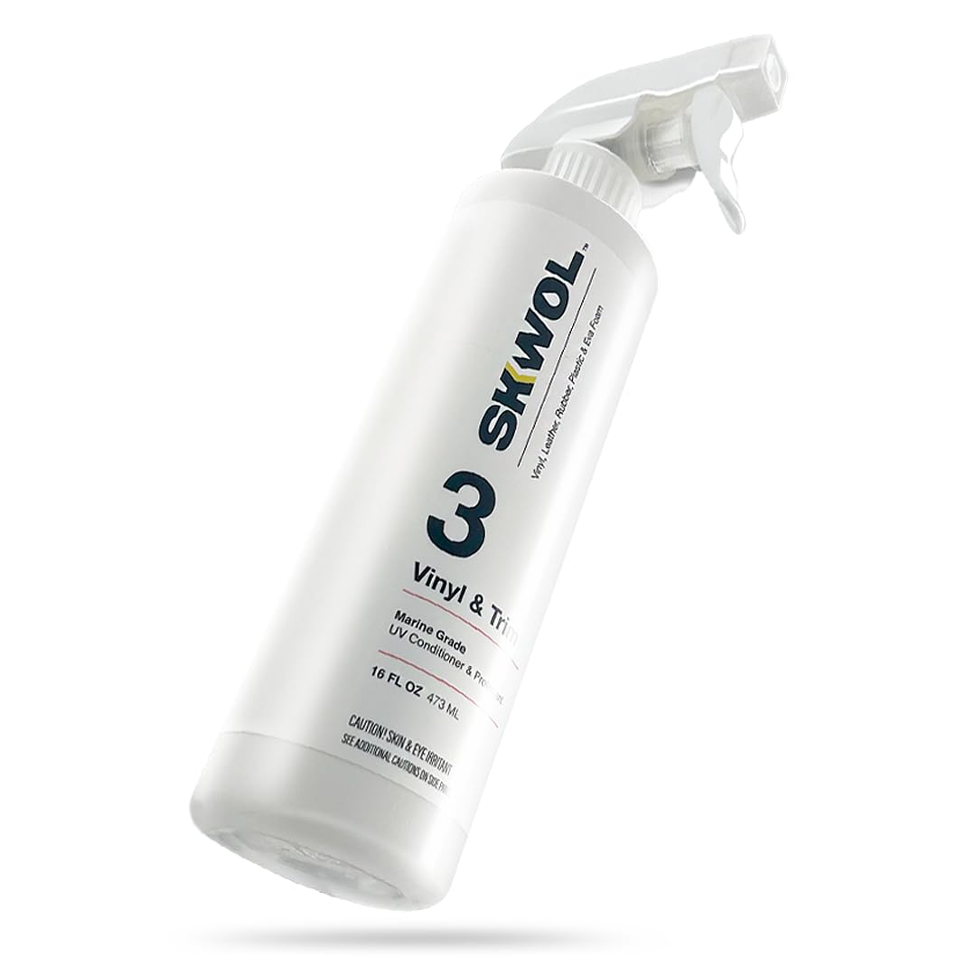 SKWOL Vinyl & Trim Protectant Spray & Boat Seat Conditioner, UV Protectant for Boats, Prevents Spotting, Drying, Cracking - Protects Stitching - Vinyl Cleaner, Outdoor Upholstery Cleaning Supplies