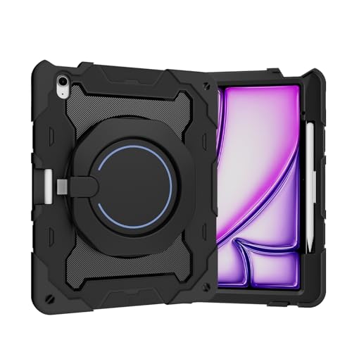 Coque iPad Air 13 M3 pour enfants idéale en voyage avec poignée antichoc noire