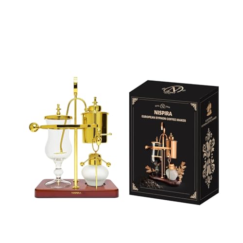 Nispira Belgium Royal Family Balance Syphon Unique Gravity Vintage Coffee Maker Vacuum Brewing System Gold 500 ml