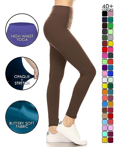 Image of Leggings Depot High Waisted Leggings for Women Buttery Smooth & Soft Women's Solid Yoga - Reg, Plus, 1X3X, 3X5X
