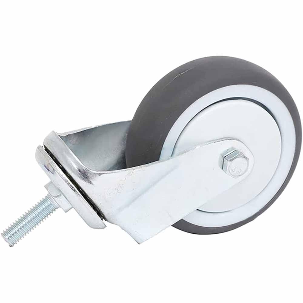 75 mm gumowe kółka skrętne z hamulcem, kółka meblowe do dużych obciążeń, nośność 130 kg, gwint M8 x 25 mm, zestaw 4 szt., ciche kółka zapewniają łatwą mobilność, rozmiar 3 cale