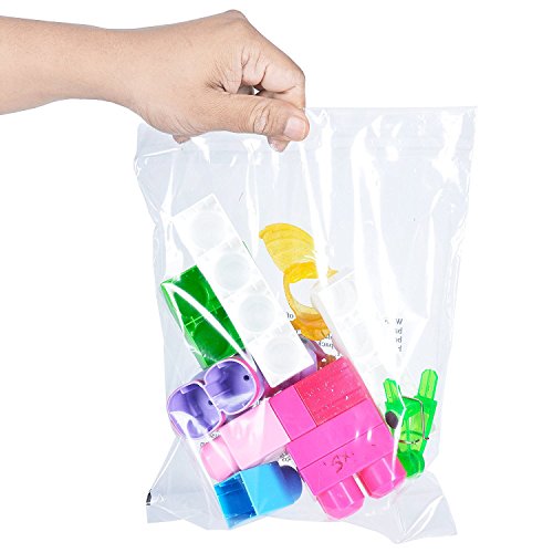 Poly Bags with Suffocation Warning 9x12", 11x14", 14x20" - Large Combo Pack of 300 (100 Each Size) - Clear Poly Bags by Retail Supply Co - Resealable